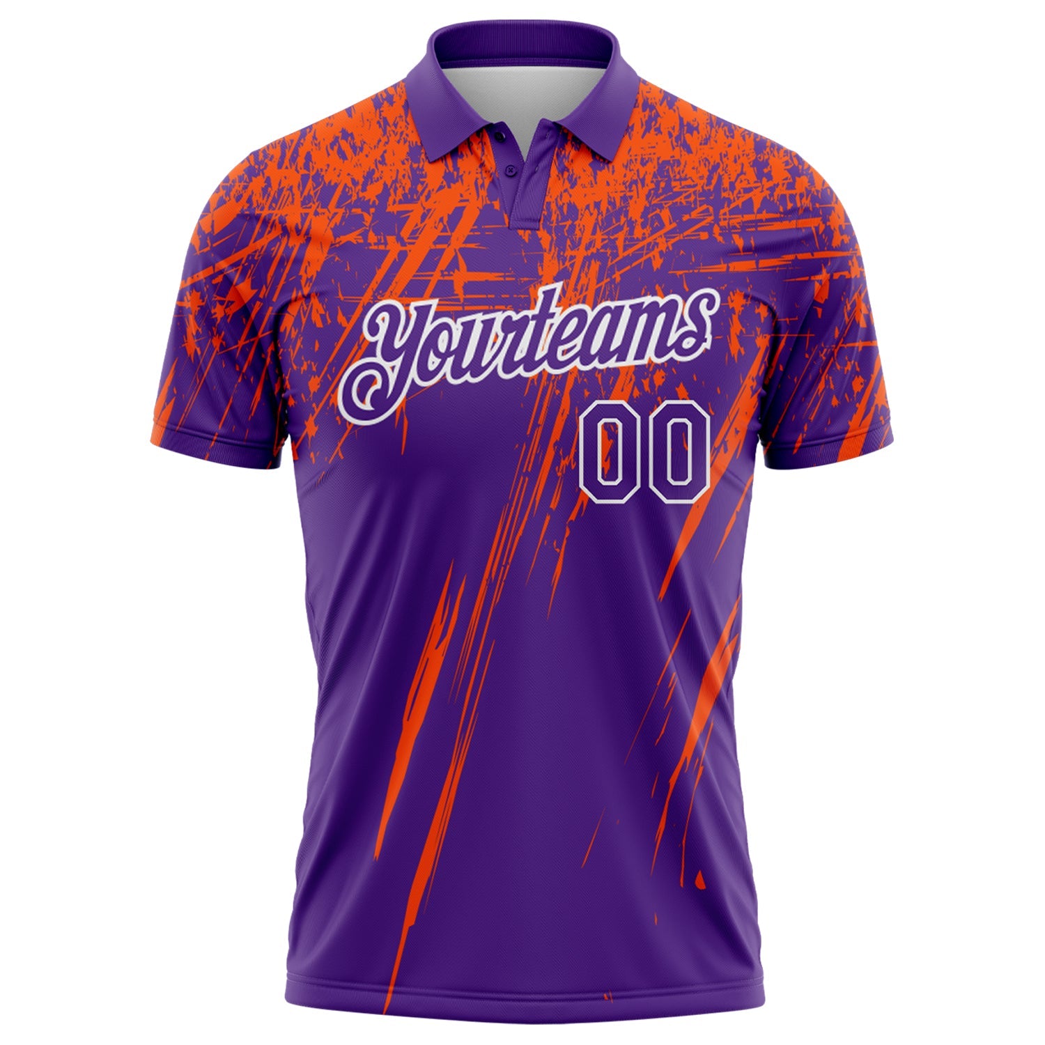 Custom Purple Orange-White Distressed Scratch Brush Stroke Performance Polo Shirt view 2