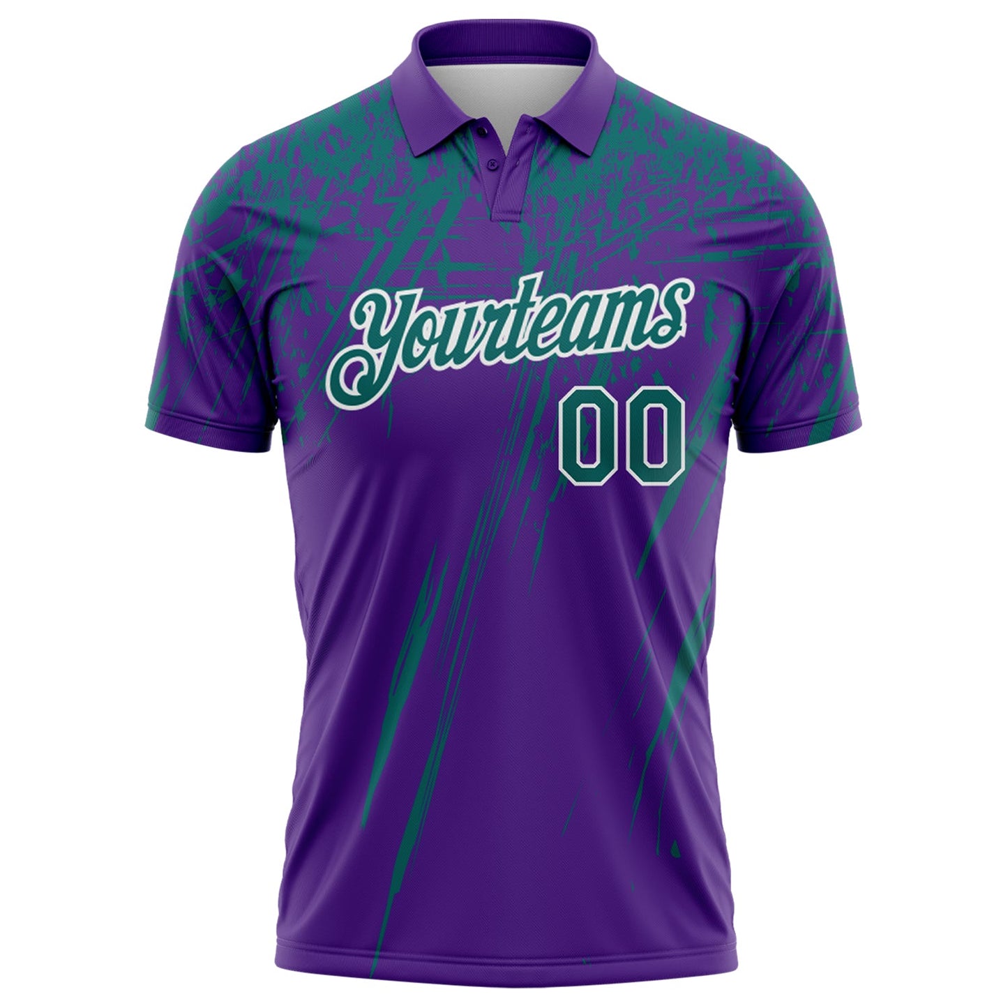 Custom Purple Teal-White Distressed Scratch Brush Stroke Performance Polo Shirt view 2