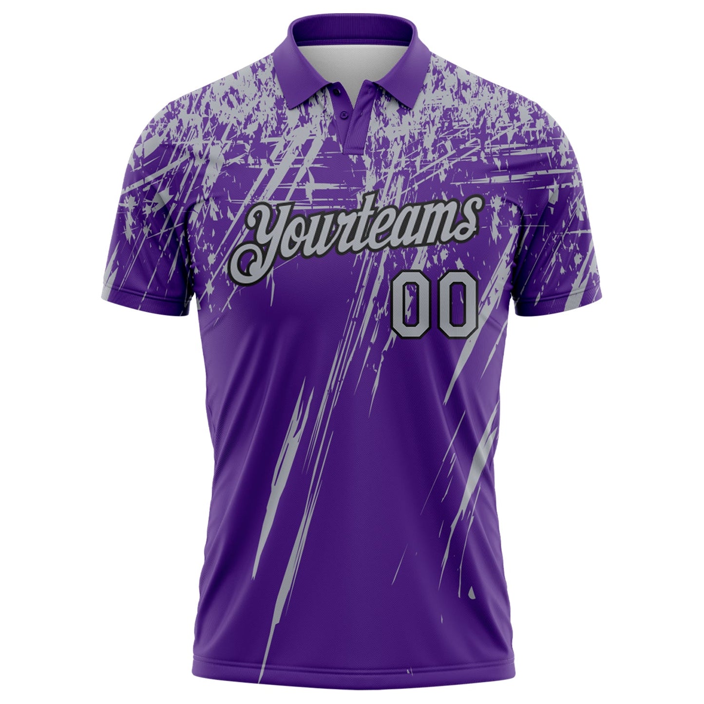 Custom Purple Gray-Black Distressed Scratch Brush Stroke Performance Polo Shirt view 2