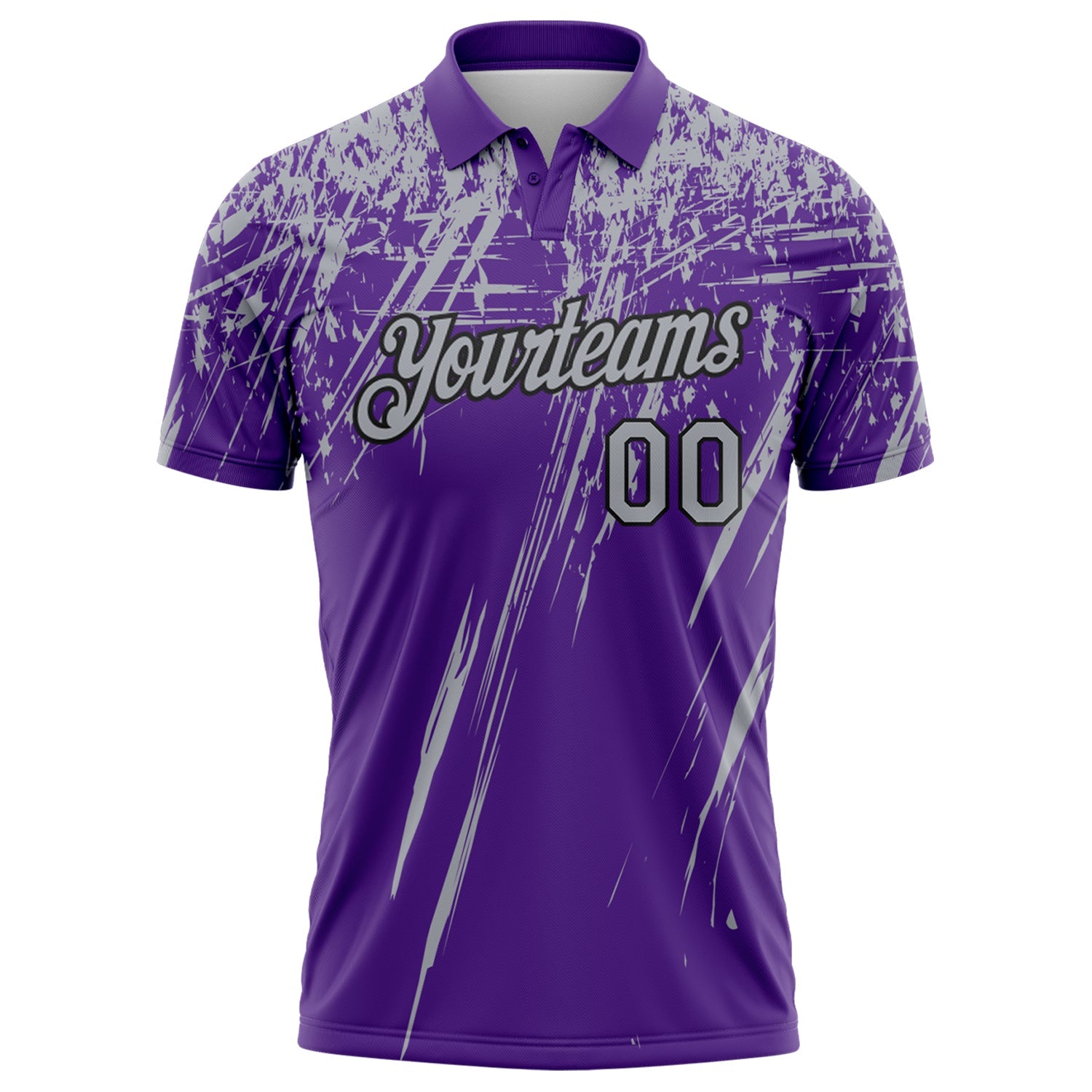Custom Purple Gray-Black Distressed Scratch Brush Stroke Performance Polo Shirt view 2