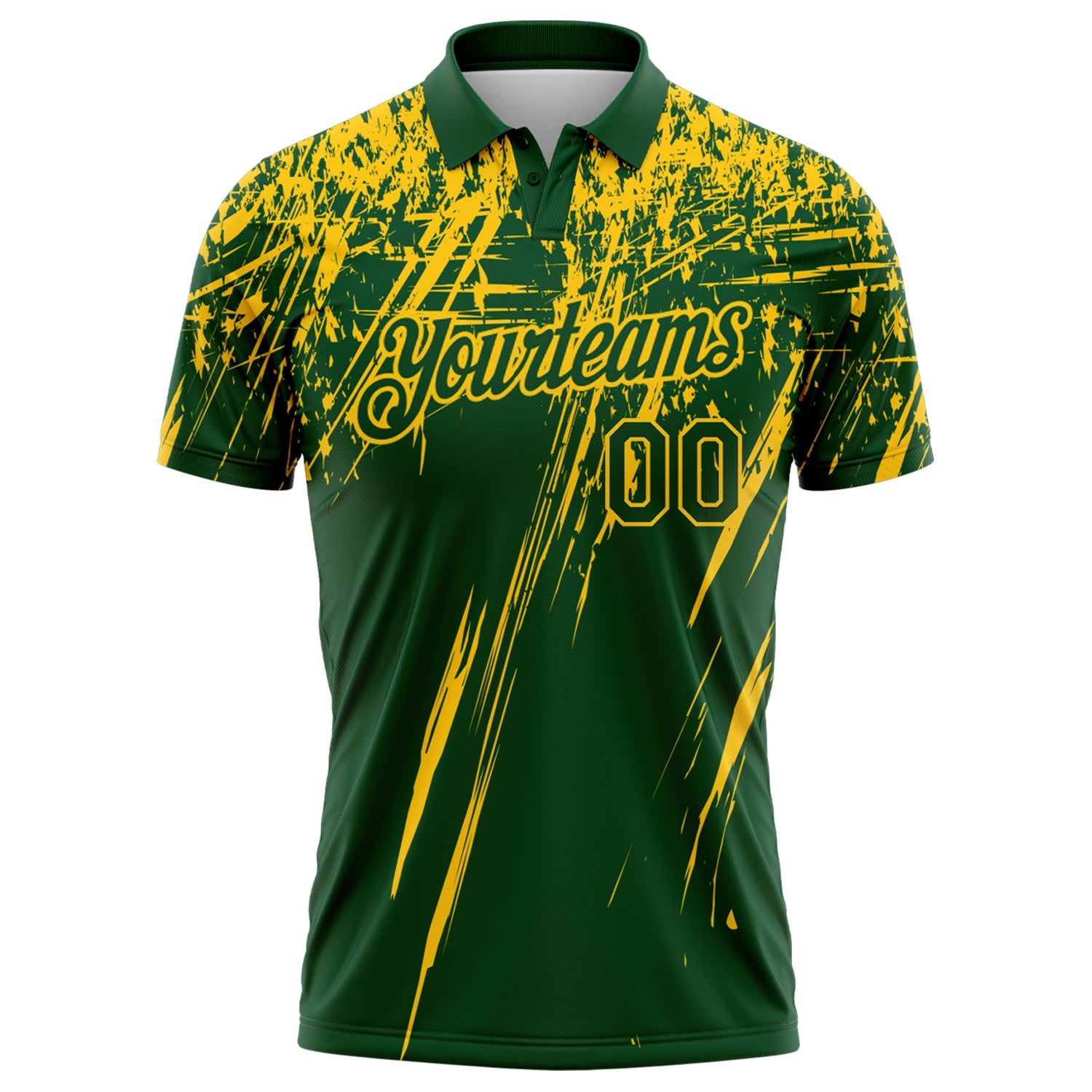 Custom Green-Yellow Distressed Scratch Brush Stroke Performance Polo Shirt view 2