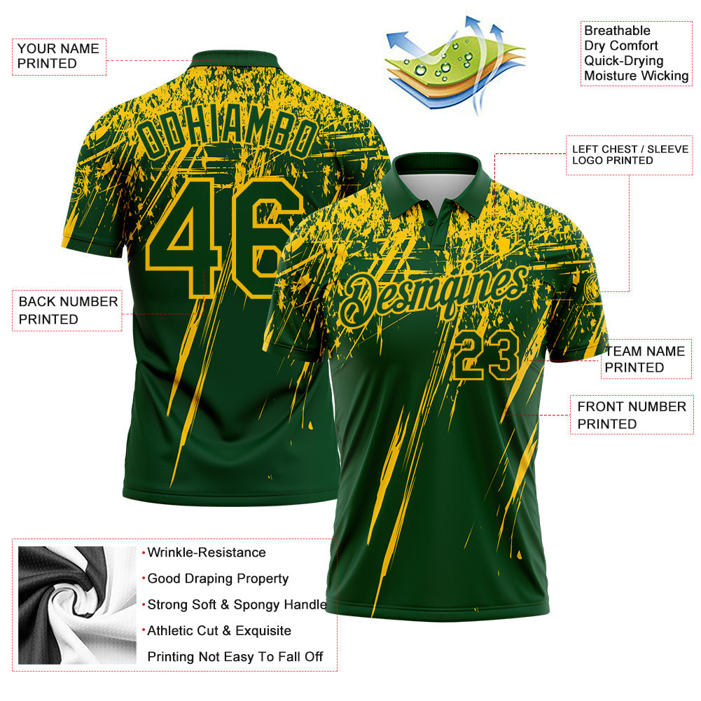 Custom Green-Yellow Distressed Scratch Brush Stroke Performance Polo Shirt view 3