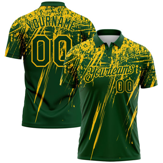 Custom Green-Yellow Distressed Scratch Brush Stroke Performance Polo Shirt - Main View