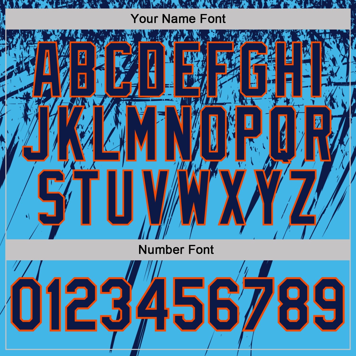 Custom Sky Blue Navy-Orange Distressed Scratch Brush Stroke Performance Polo Shirt view 5