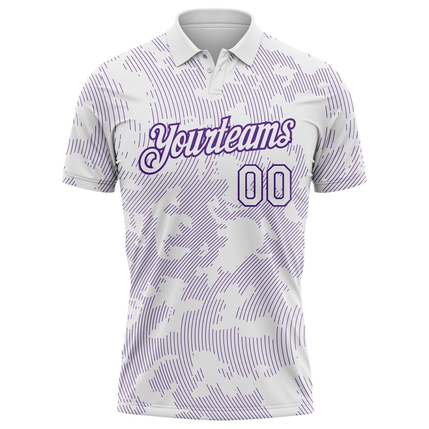 Custom White-Purple 3D Pattern Abstract Fluid Line Performance Polo Shirt view 2