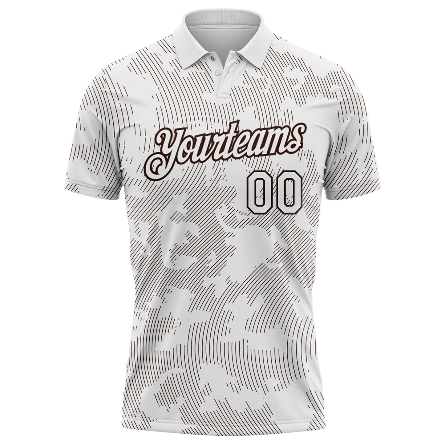 Custom White-Brown 3D Pattern Abstract Fluid Line Performance Polo Shirt view 2