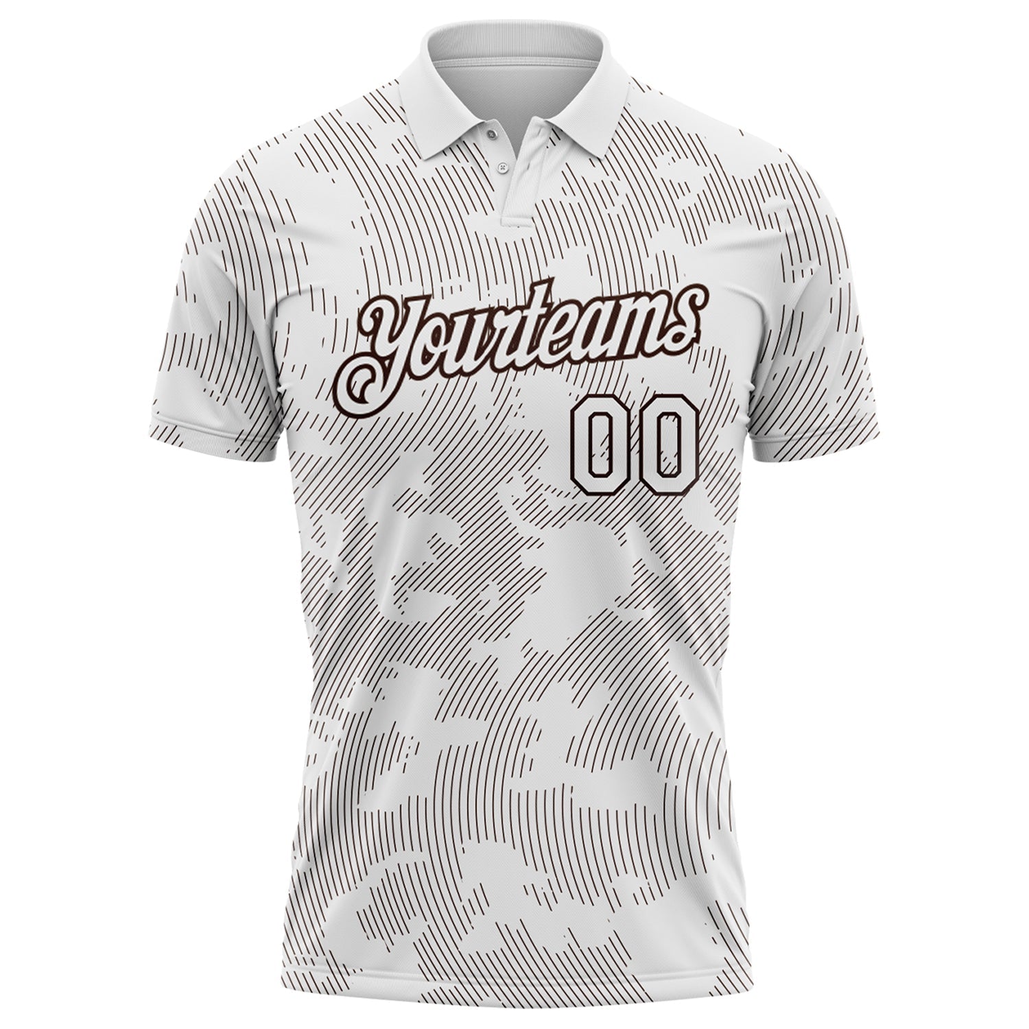 Custom White-Brown 3D Pattern Abstract Fluid Line Performance Polo Shirt view 2