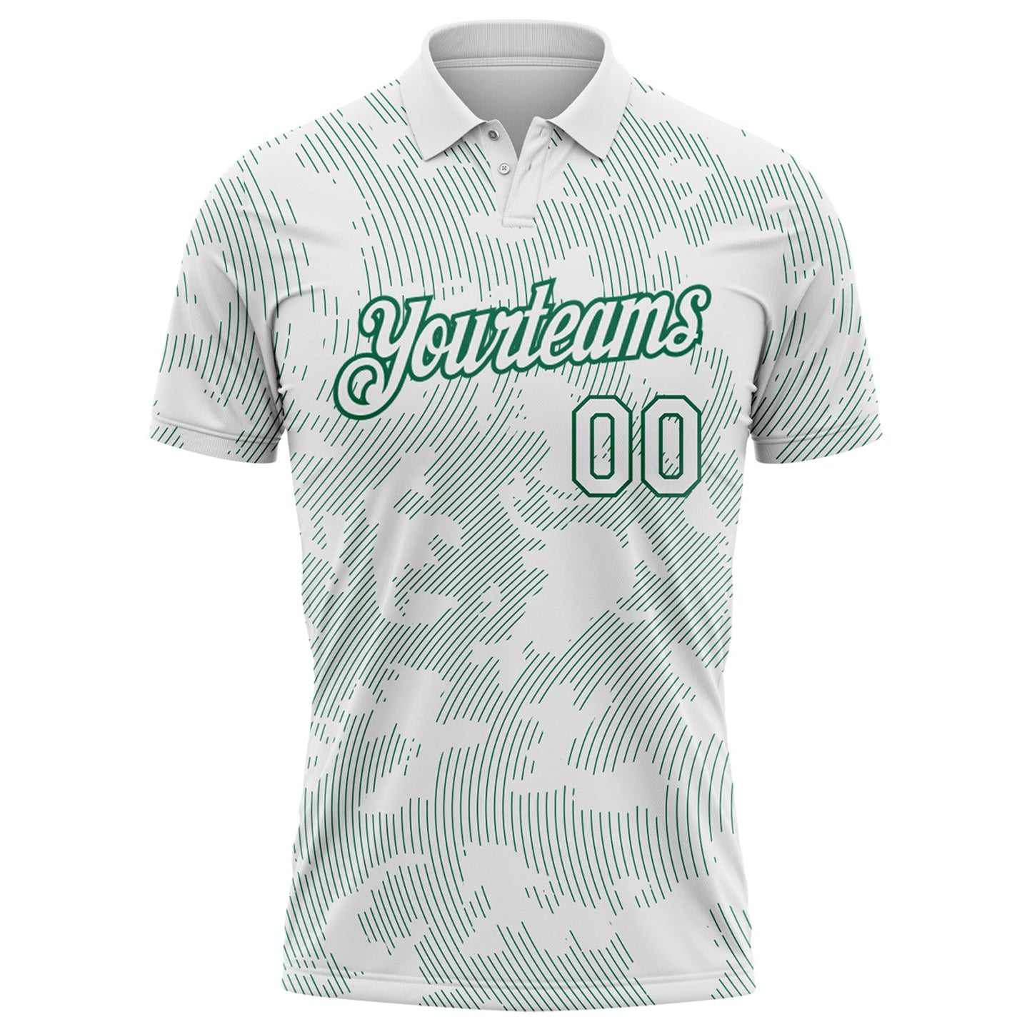 Custom White-Kelly Green 3D Pattern Abstract Fluid Line Performance Polo Shirt view 2