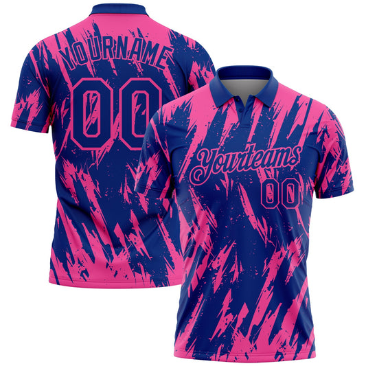 Custom Royal-Pink Torn Sharp Brush Stroke Splatter Performance Polo Shirt - Main View