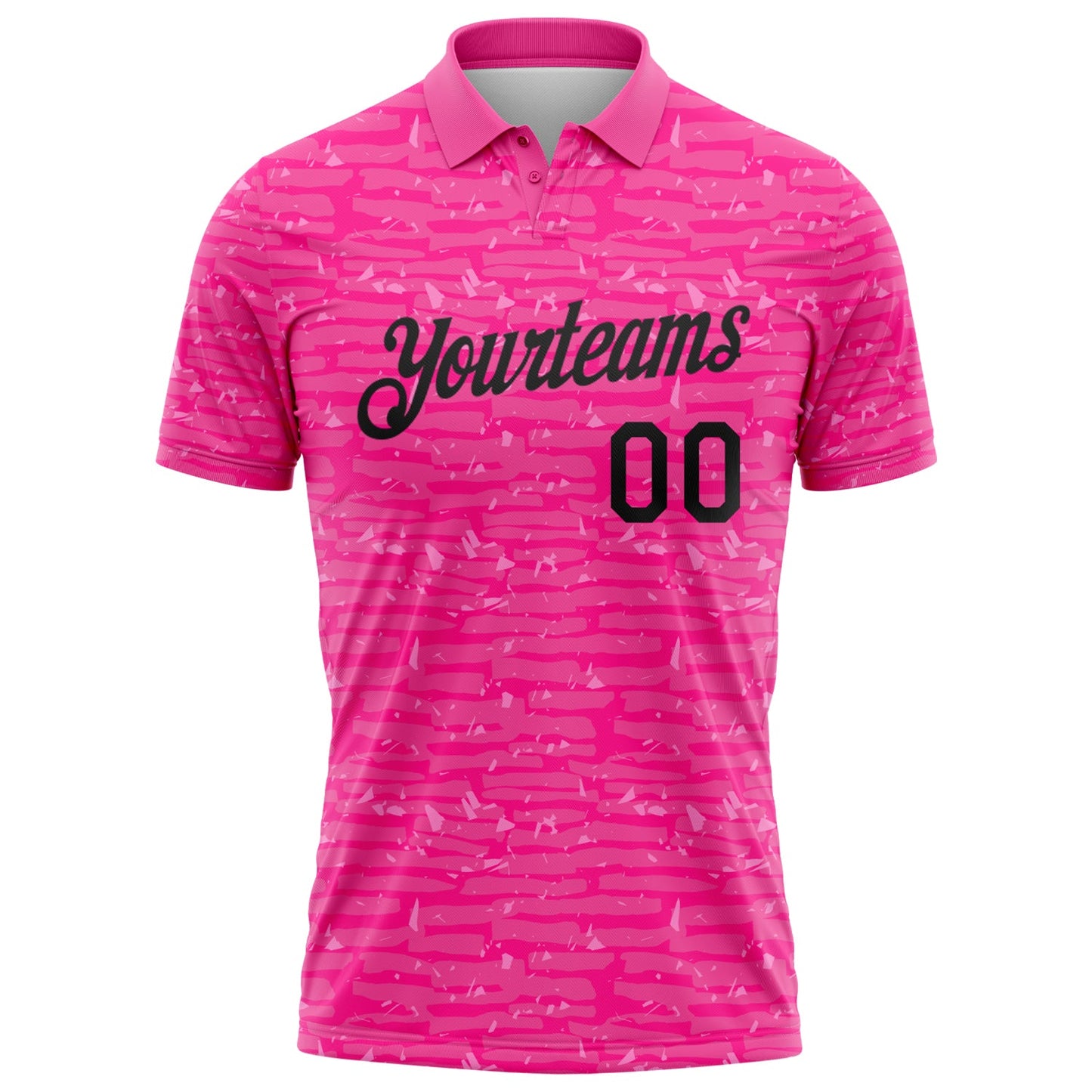 Custom Pink-Black Distressed Fragment Brush Stroke Performance Polo Shirt view 2