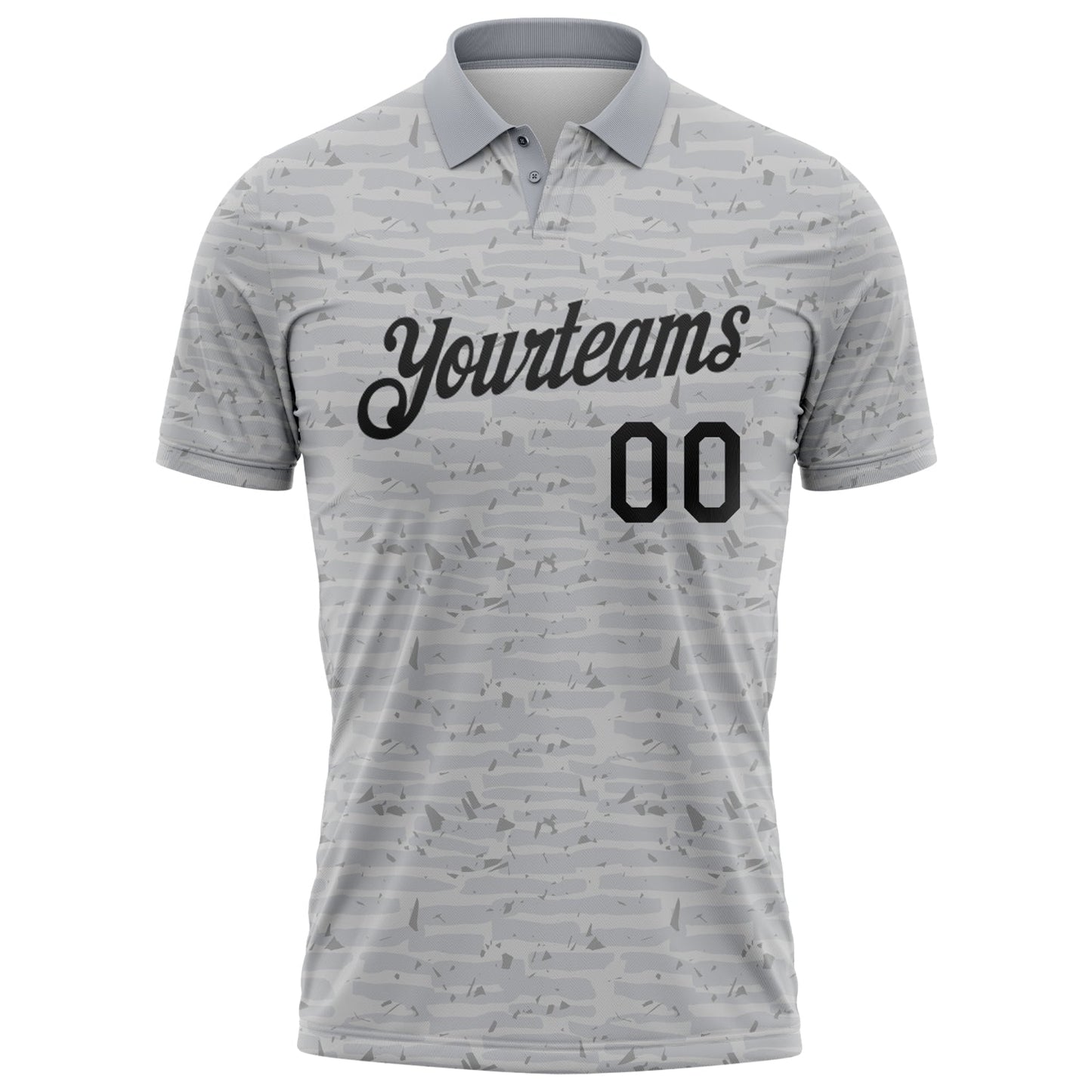 Custom Gray-Black Distressed Fragment Brush Stroke Performance Polo Shirt view 2