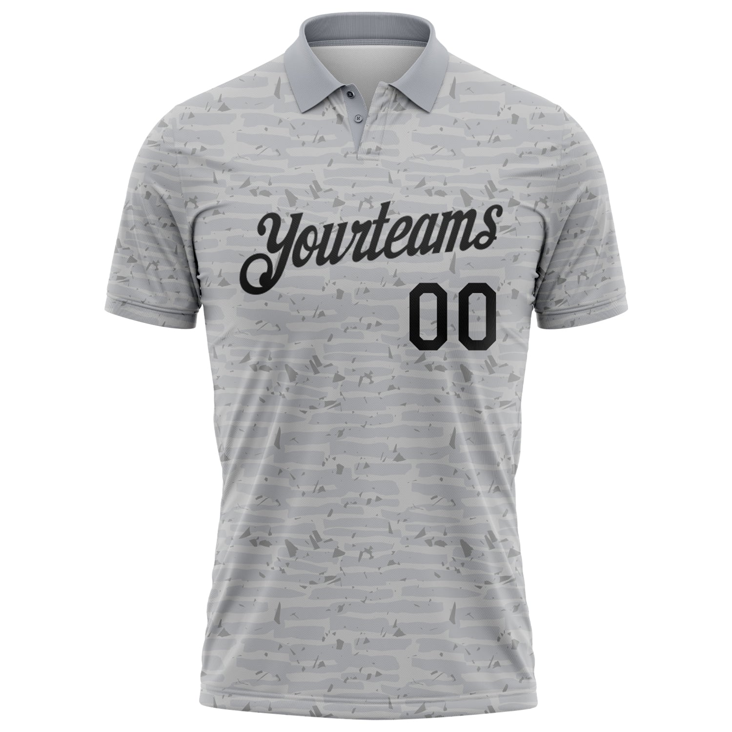 Custom Gray-Black Distressed Fragment Brush Stroke Performance Polo Shirt view 2