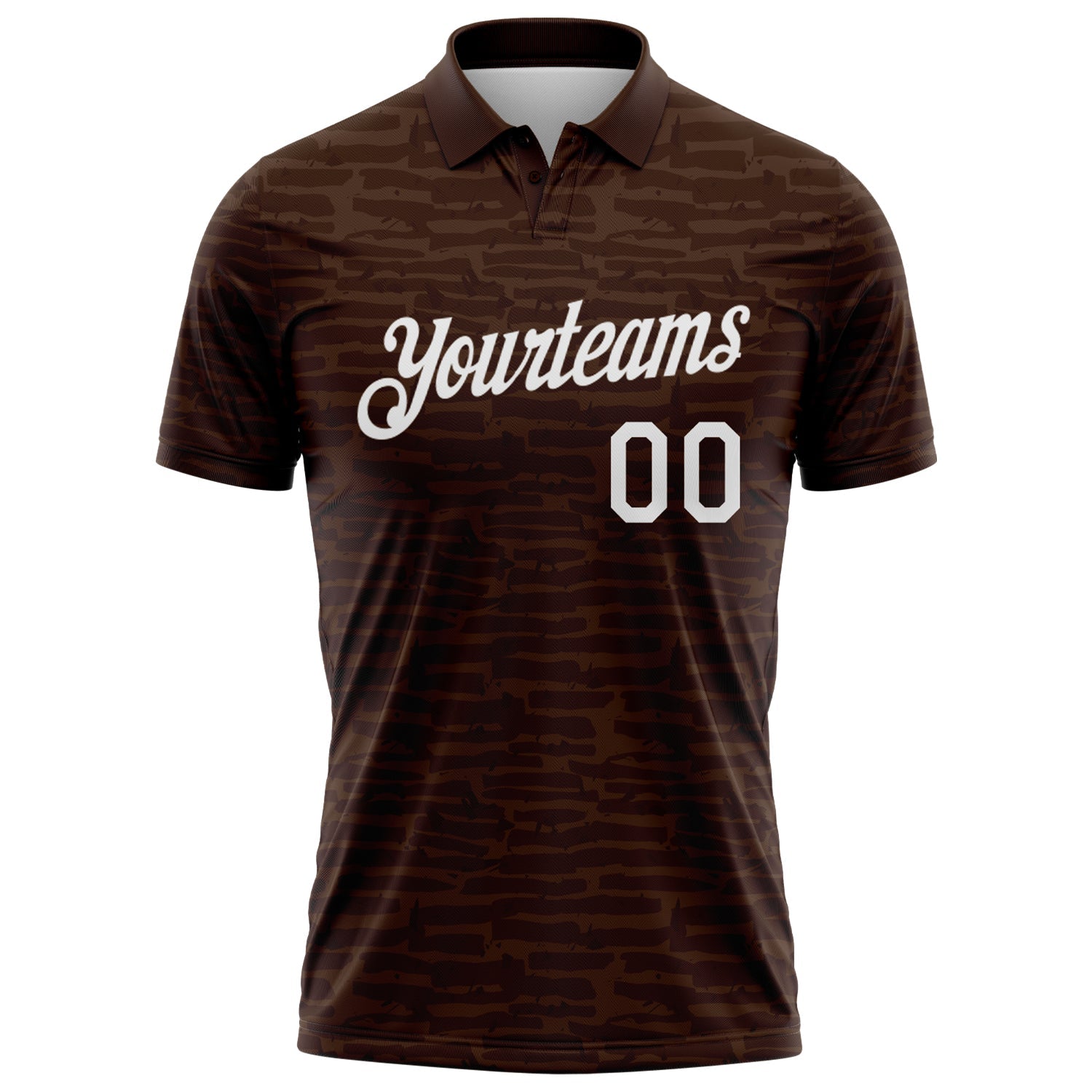 Custom Brown-White Distressed Fragment Brush Stroke Performance Polo Shirt view 2