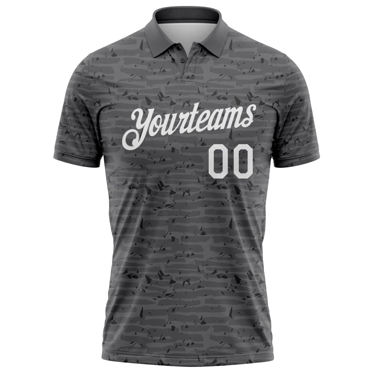 Custom Steel Gray-White Distressed Fragment Brush Stroke Performance Polo Shirt view 2