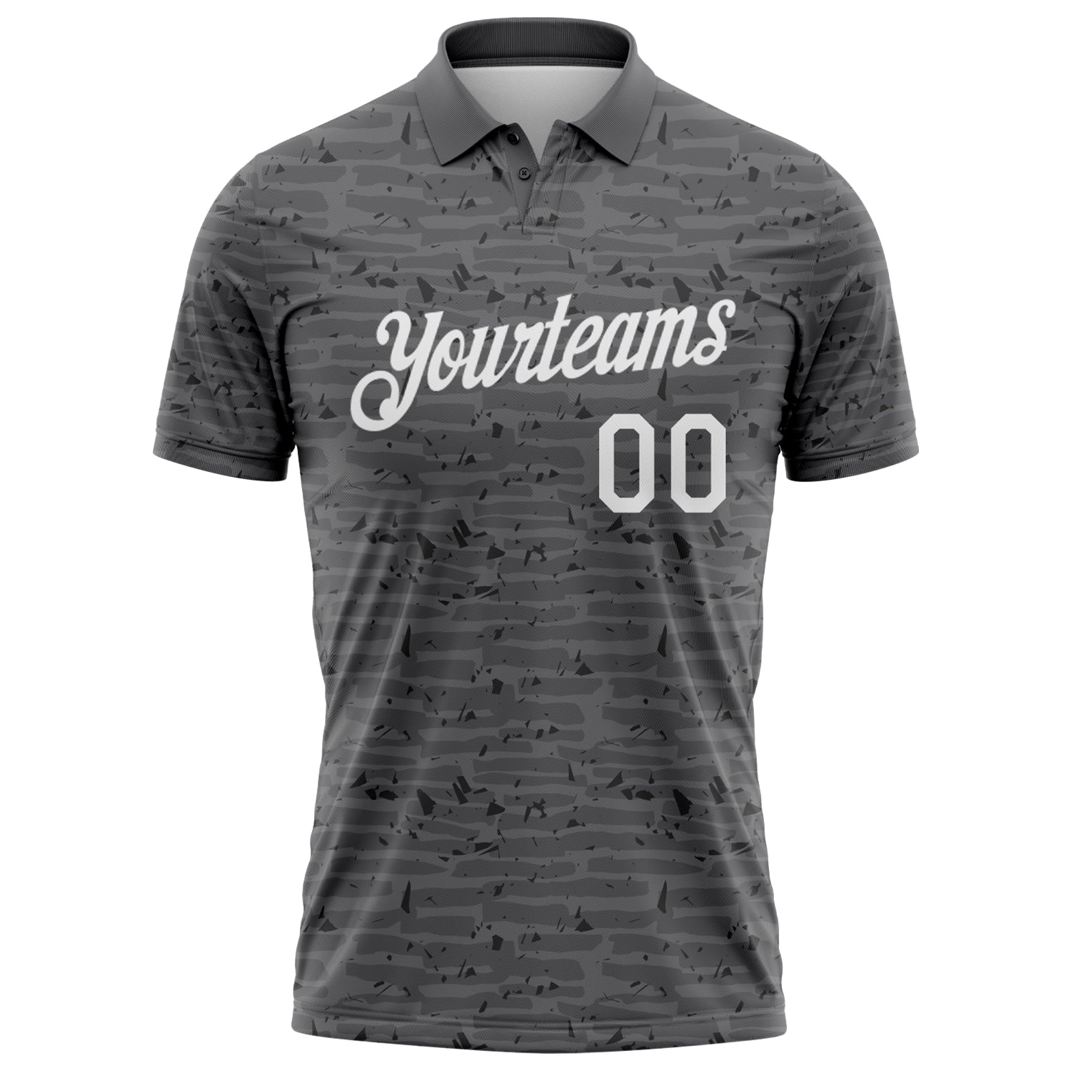 Custom Steel Gray-White Distressed Fragment Brush Stroke Performance Polo Shirt view 2