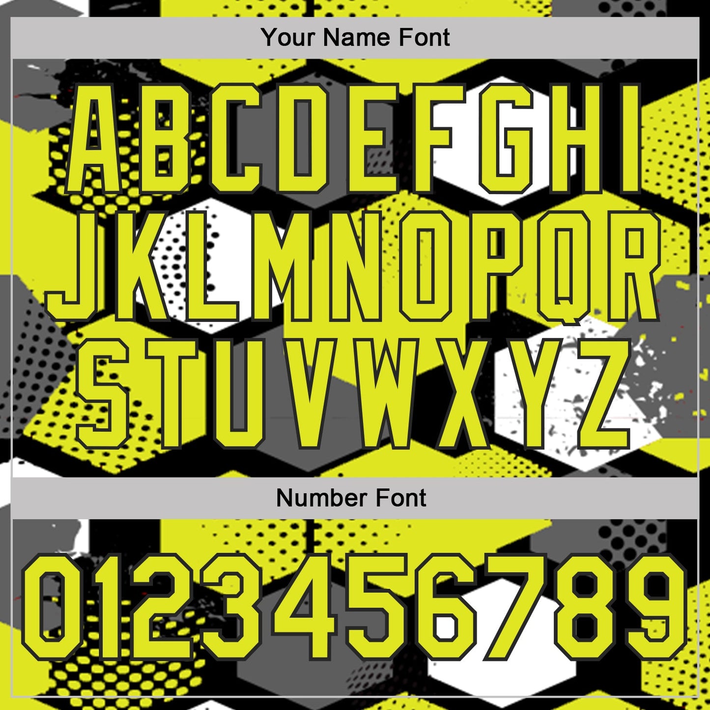 Custom Neon Yellow Black Gray-White Modern Geometric Tech Hexagon Grid Performance Polo Shirt view 5