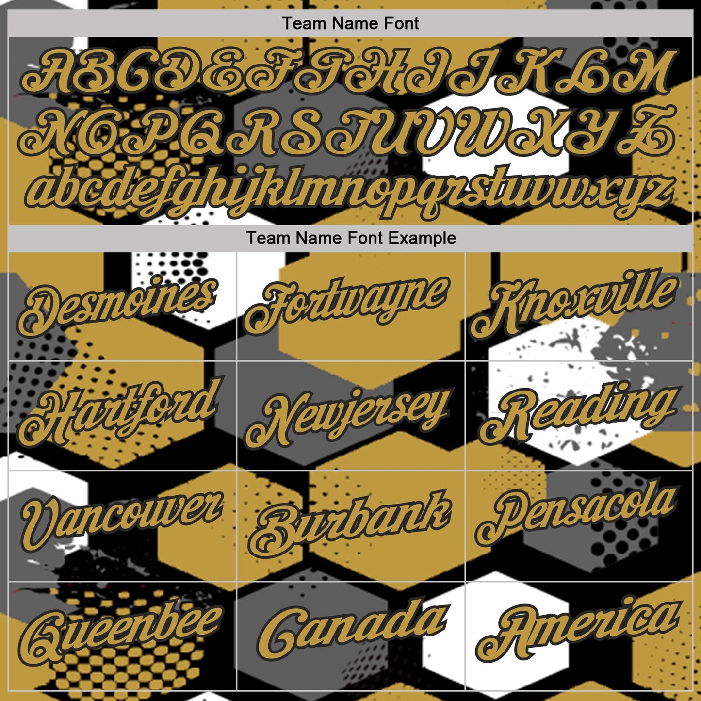 Custom Old Gold Black Gray-White Modern Geometric Tech Hexagon Grid Performance Polo Shirt view 4
