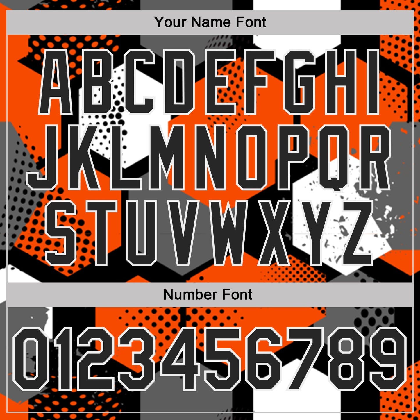 Custom Orange Black Gray-White Modern Geometric Tech Hexagon Grid Performance Polo Shirt view 5