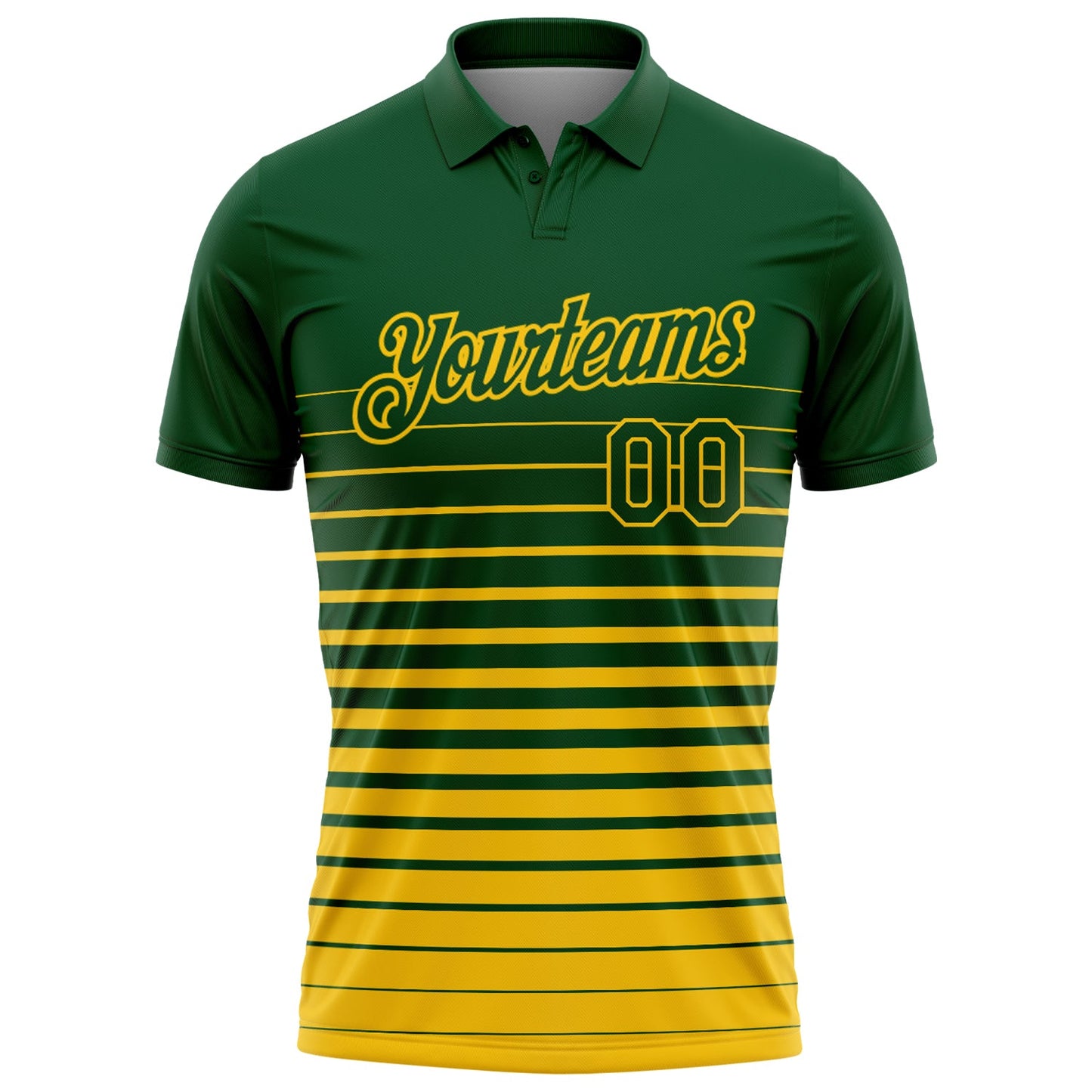 Custom Green-Yellow Horizontal Gradient Stripe Performance Polo Shirt view 2