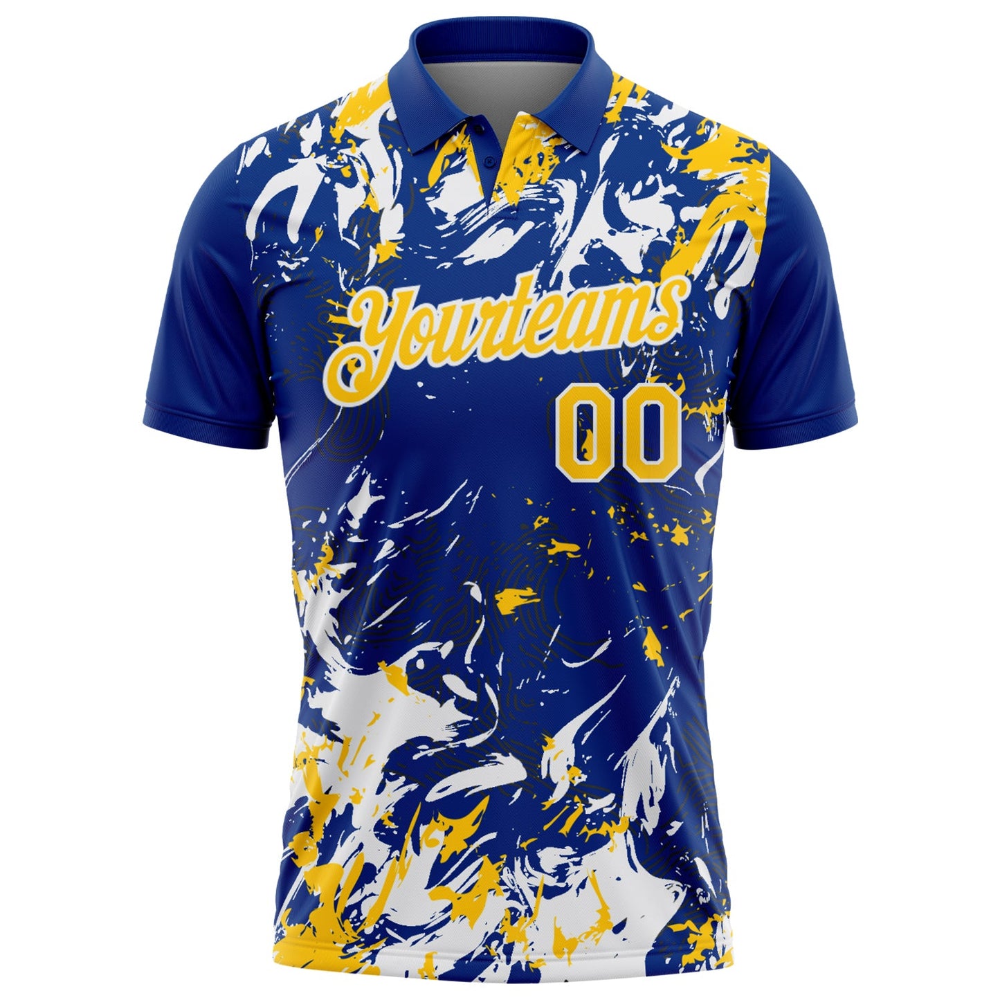Custom Royal Yellow-White Dynamic Splatter Brush Stroke Performance Polo Shirt view 2