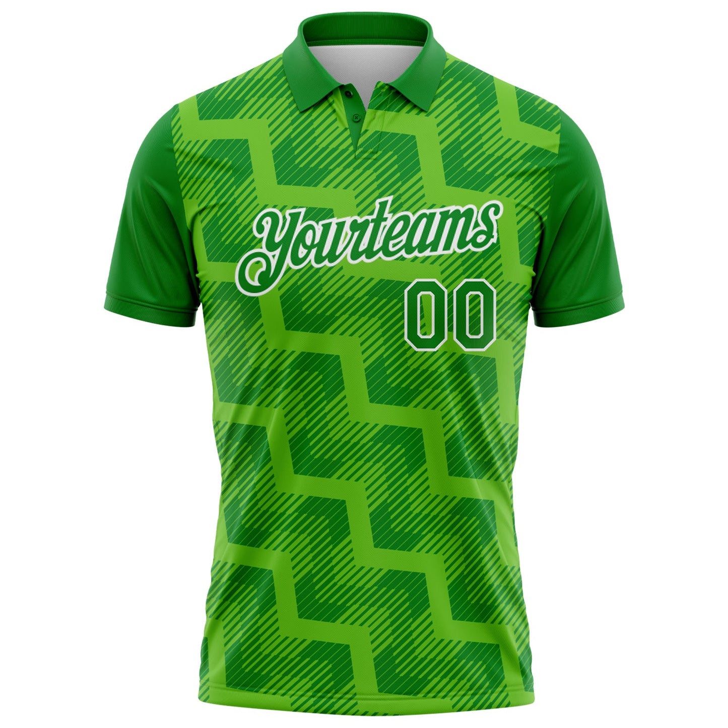 Custom Grass Green Aurora Green-White Geometric Block Diagonal Line Hatching Performance Polo Shirt view 2