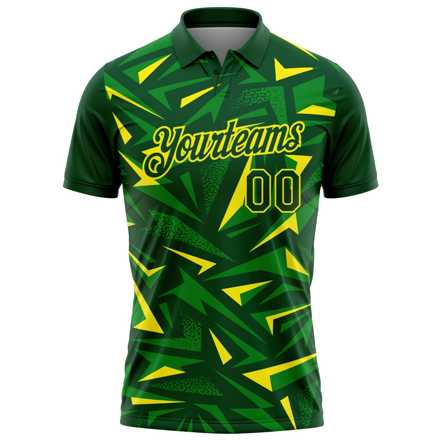 Custom Green Grass Green-Light Yellow Cyber Mecha E-sport Geometric Shards Spike Performance Polo Shirt view 2