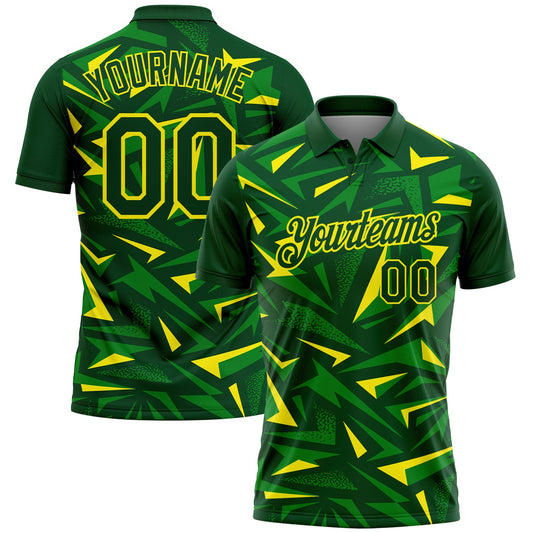 Custom Green Grass Green-Light Yellow Cyber Mecha E-sport Geometric Shards Spike Performance Polo Shirt - Main View