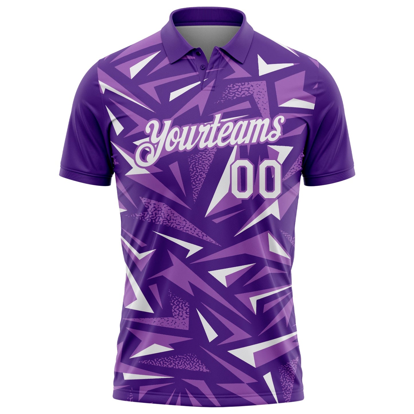 Custom Purple White-Medium Purple Cyber Mecha E-sport Geometric Shards Spike Performance Polo Shirt view 2
