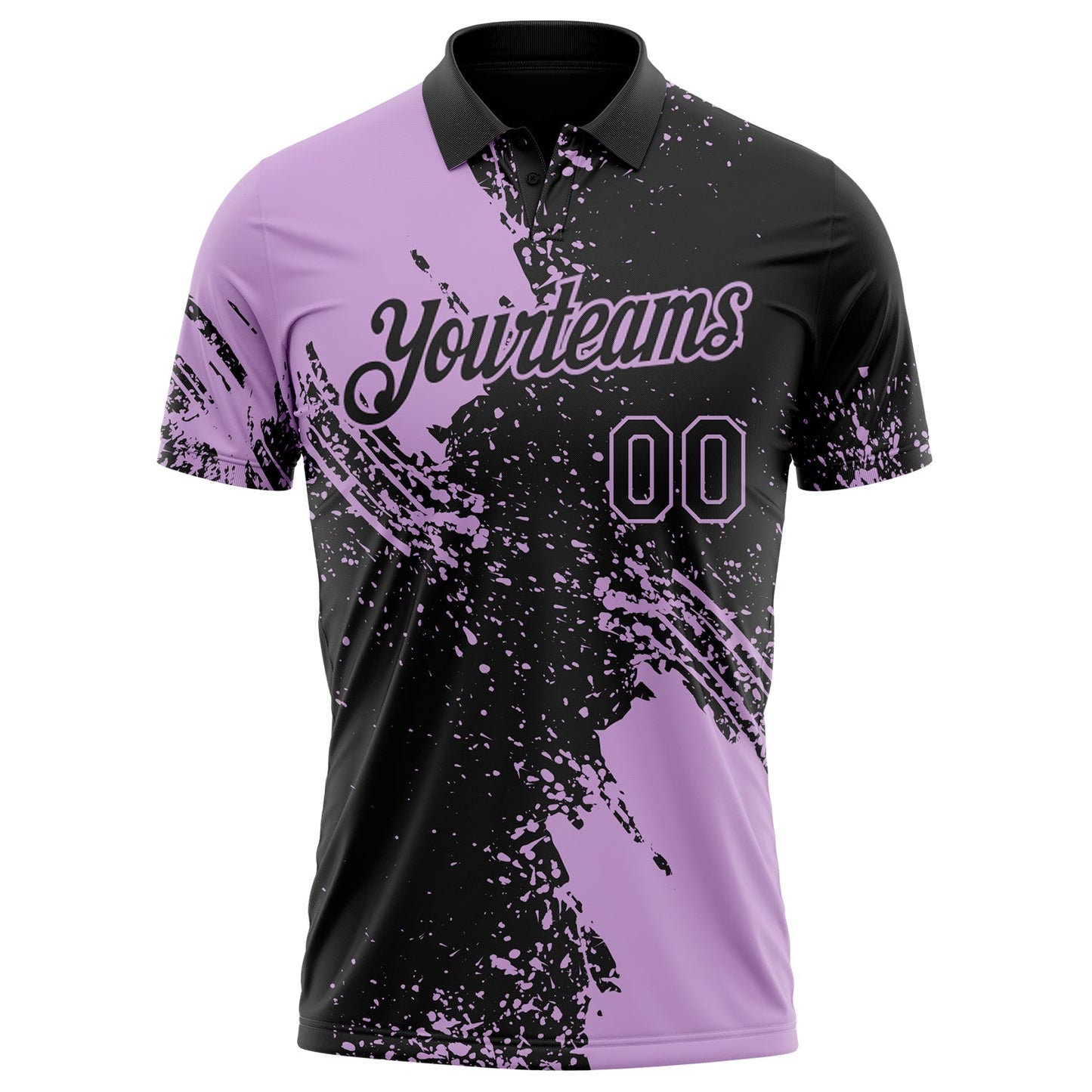 Custom Black-Light Purple Distressed Scratch Brush Stroke Performance Polo Shirt view 2