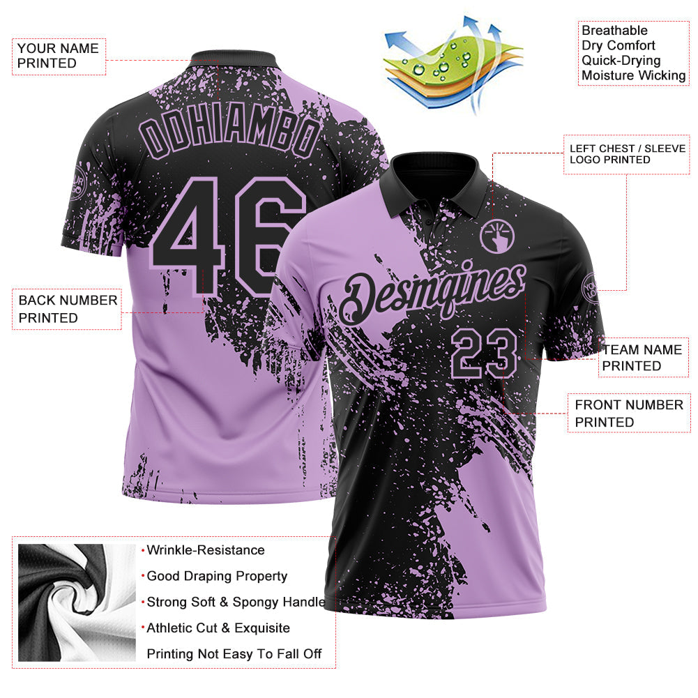 Custom Black-Light Purple Distressed Scratch Brush Stroke Performance Polo Shirt view 3