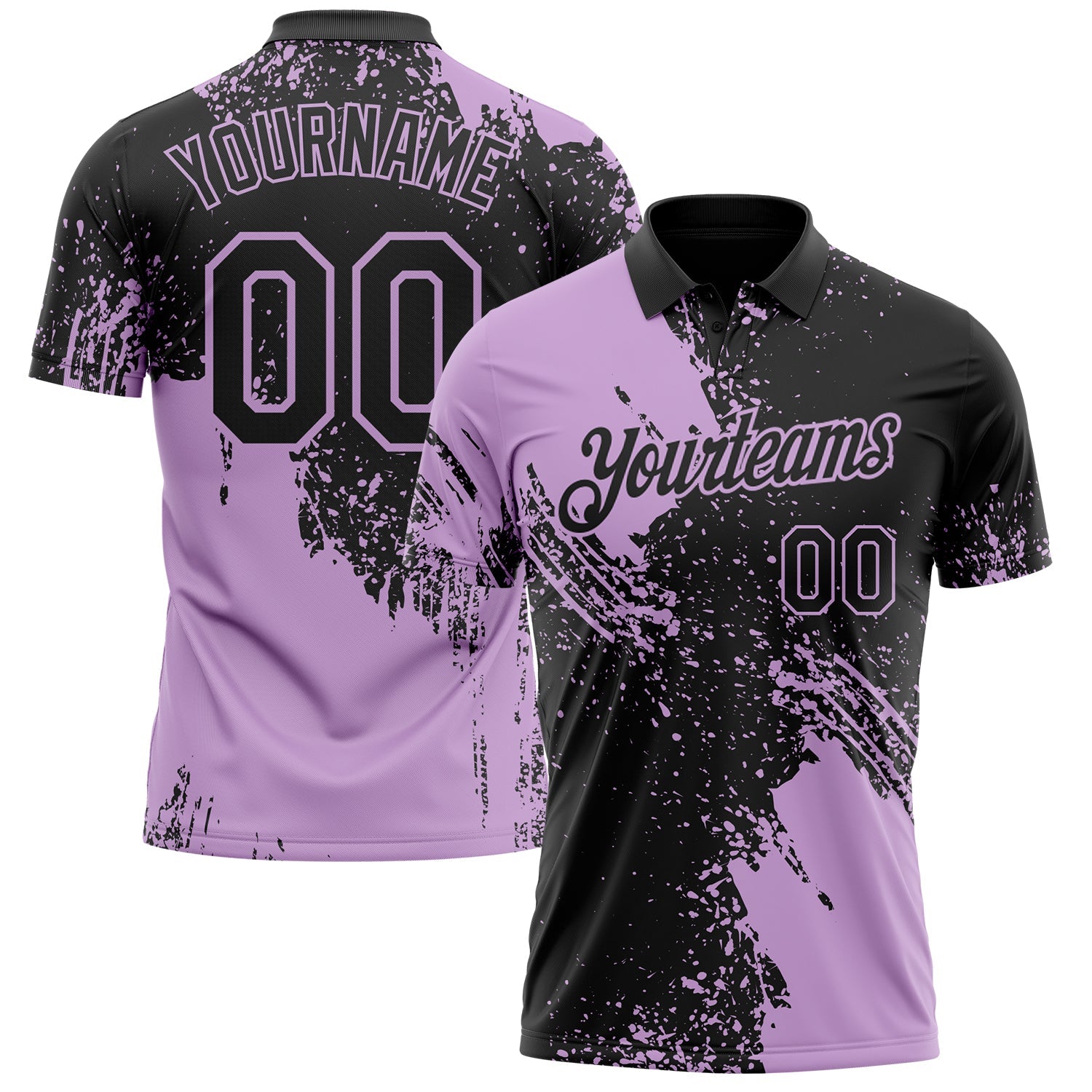 Custom Black-Light Purple Distressed Scratch Brush Stroke Performance Polo Shirt - Main View