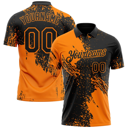 Custom Black-Bay Orange Distressed Scratch Brush Stroke Performance Polo Shirt - Main View