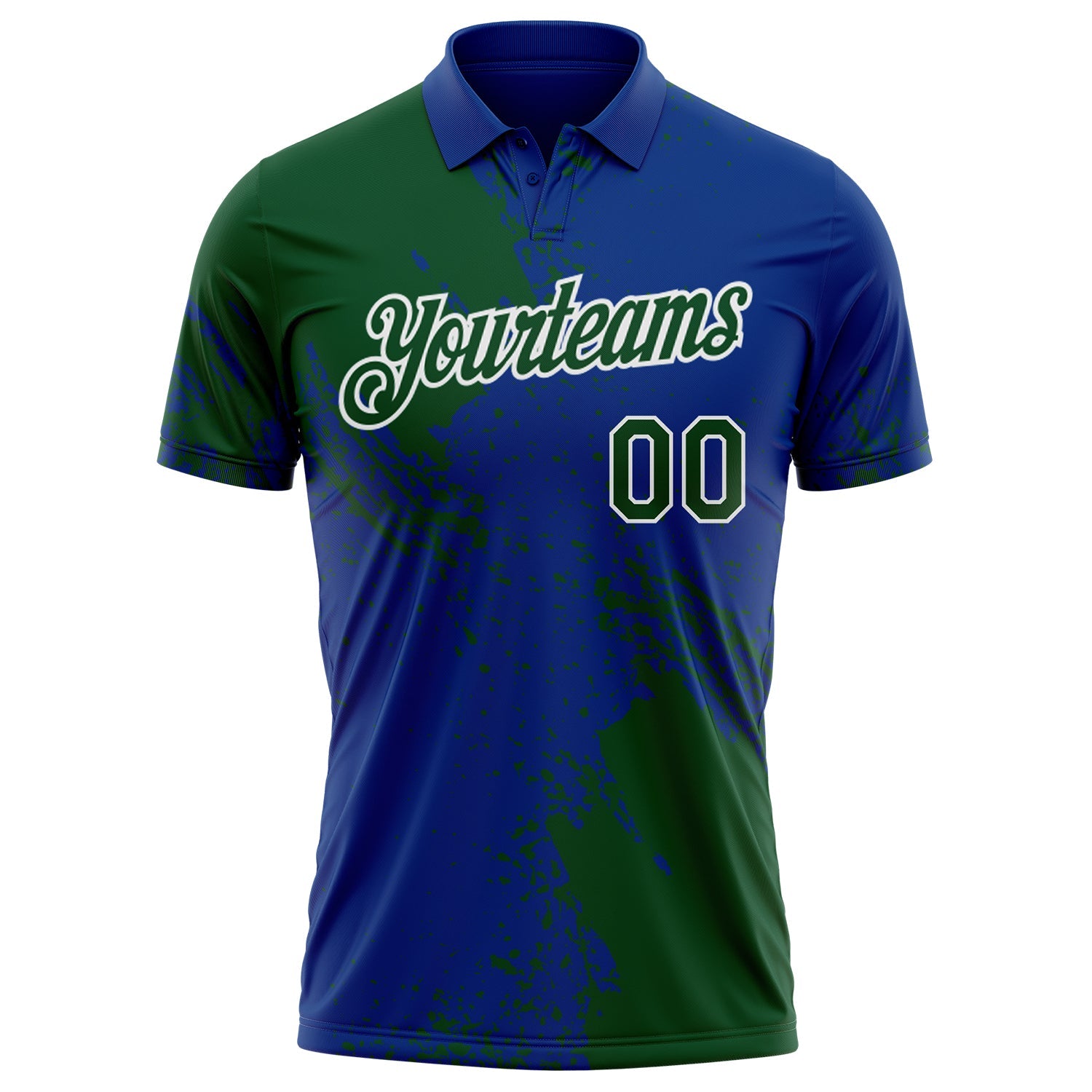 Custom Royal Green-White Distressed Scratch Brush Stroke Performance Polo Shirt view 2