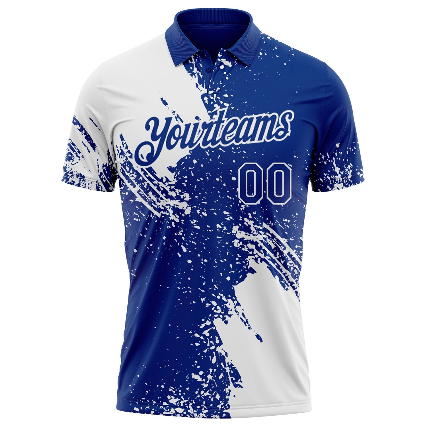 Custom Royal-White Distressed Scratch Brush Stroke Performance Polo Shirt view 2
