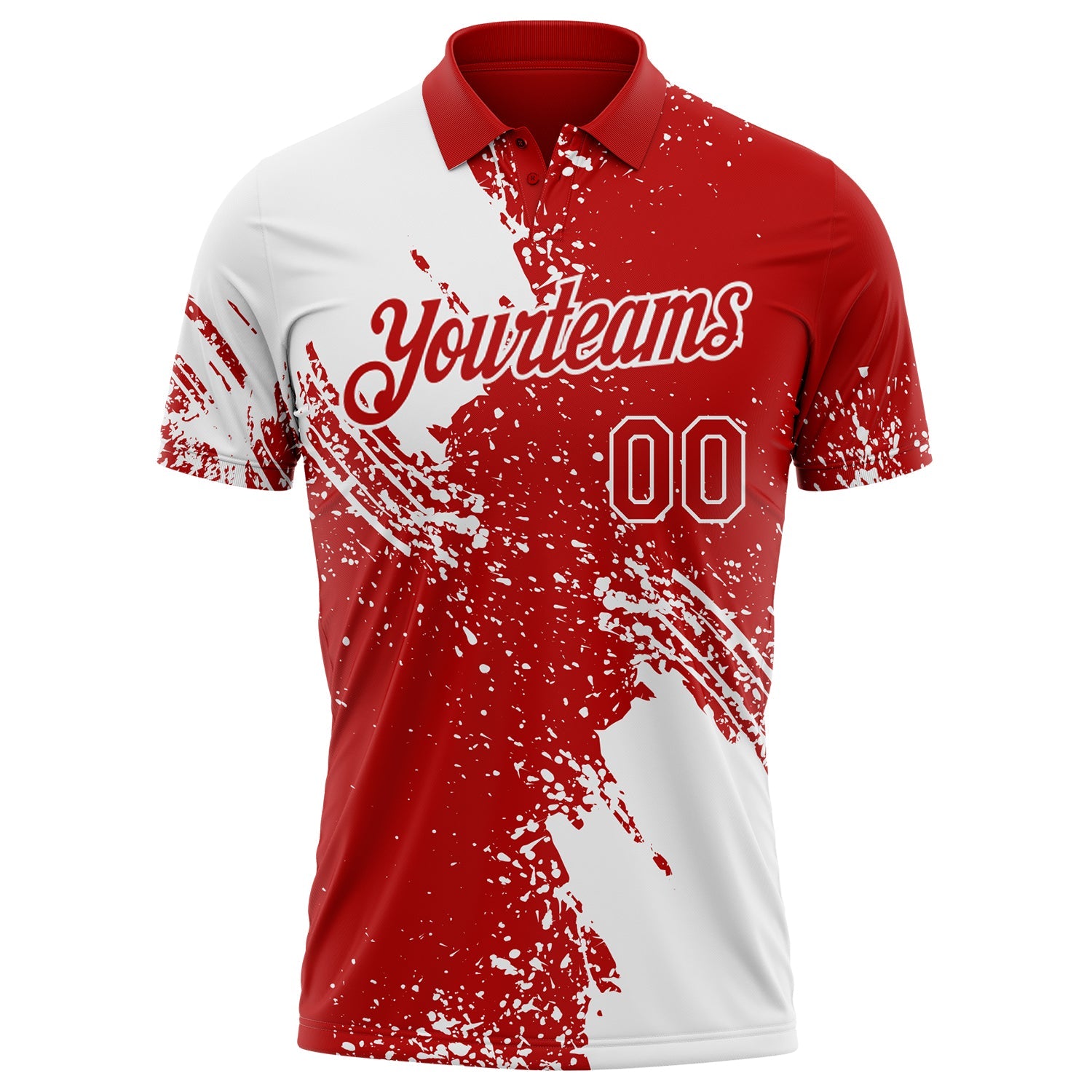 Custom Red-White Distressed Scratch Brush Stroke Performance Polo Shirt view 2