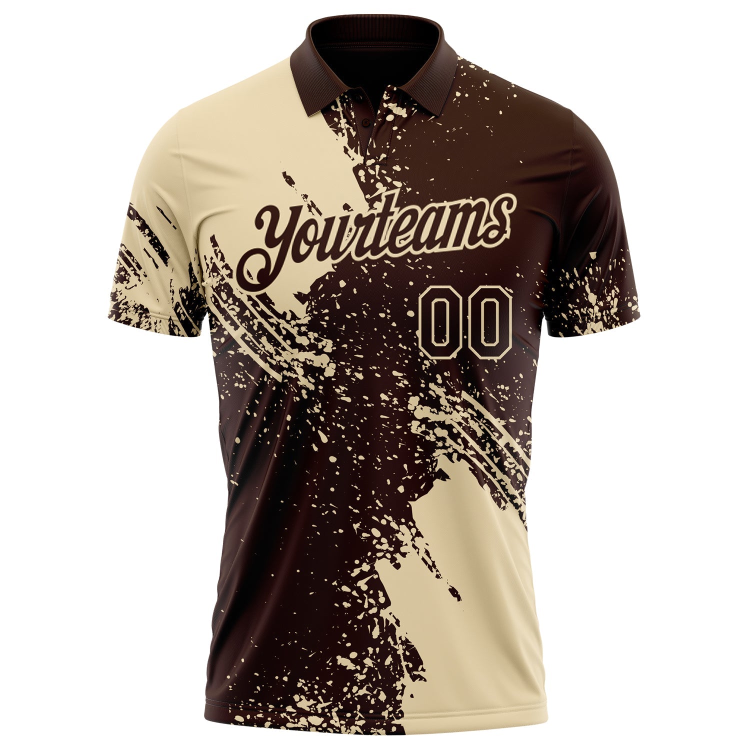 Custom Brown-Cream Distressed Scratch Brush Stroke Performance Polo Shirt view 2