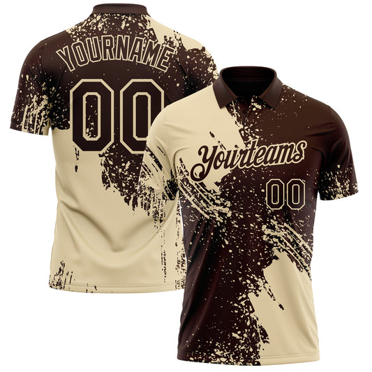 Custom Brown-Cream Distressed Scratch Brush Stroke Performance Polo Shirt - Main View