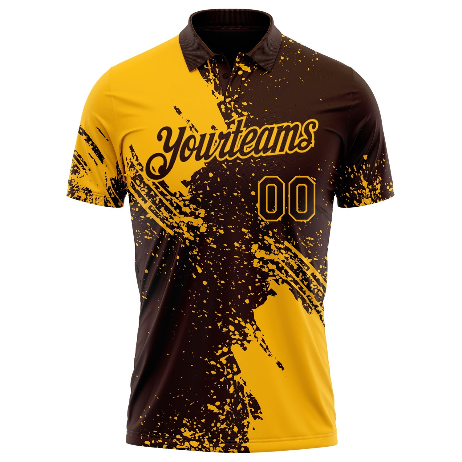 Custom Brown-Gold Distressed Scratch Brush Stroke Performance Polo Shirt view 2