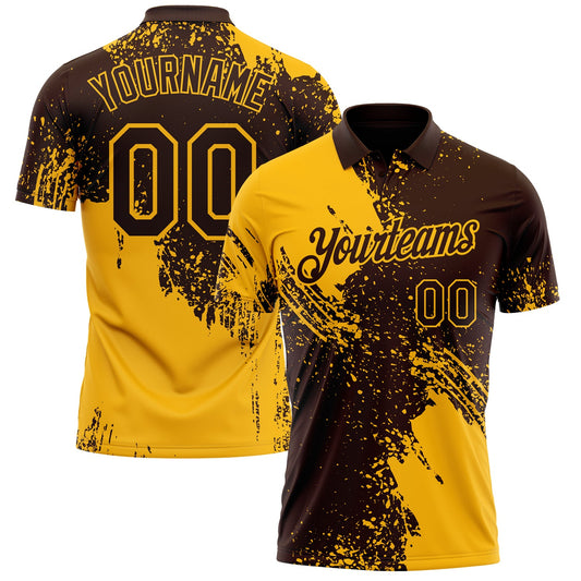 Custom Brown-Gold Distressed Scratch Brush Stroke Performance Polo Shirt - Main View