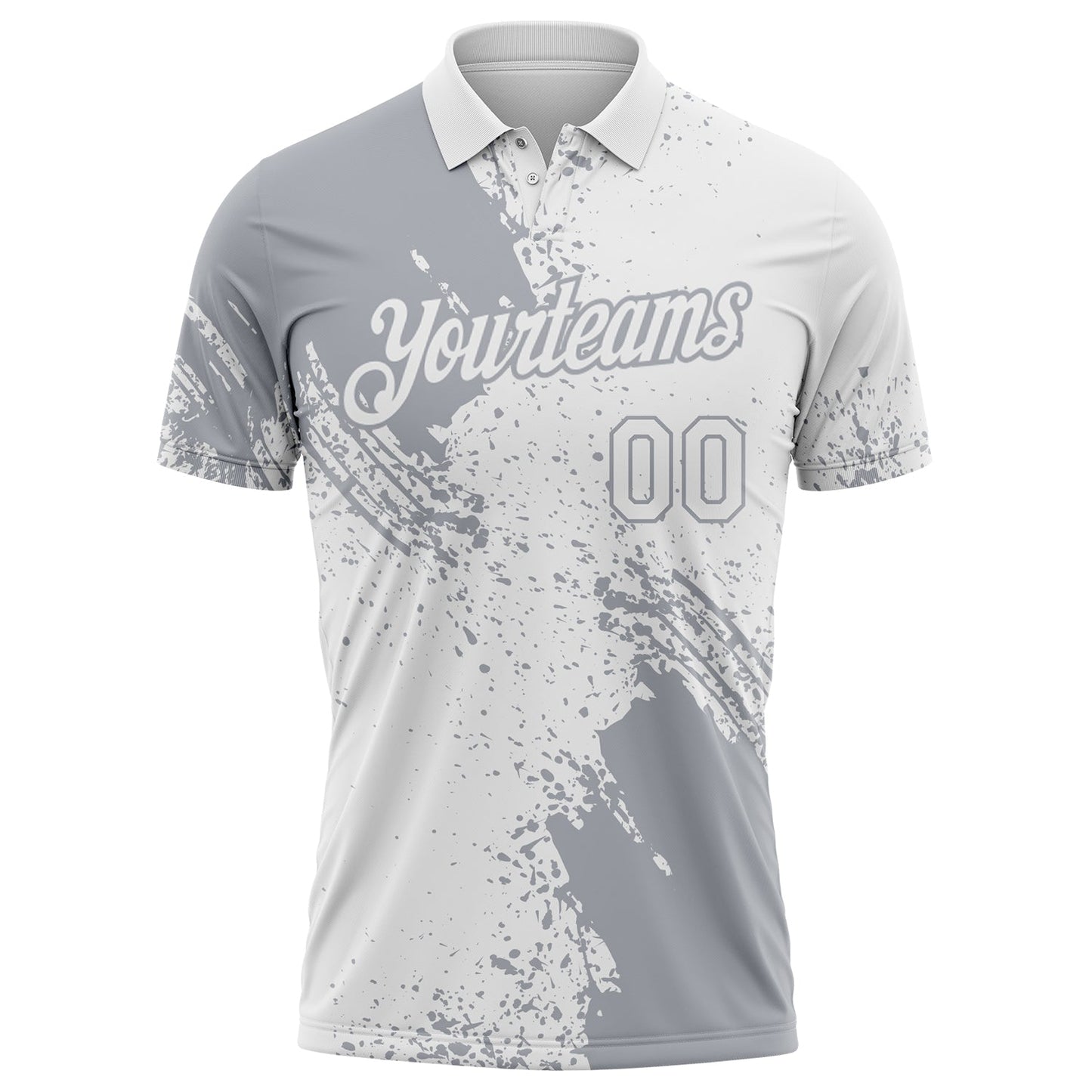 Custom White-Gray Distressed Scratch Brush Stroke Performance Polo Shirt view 2