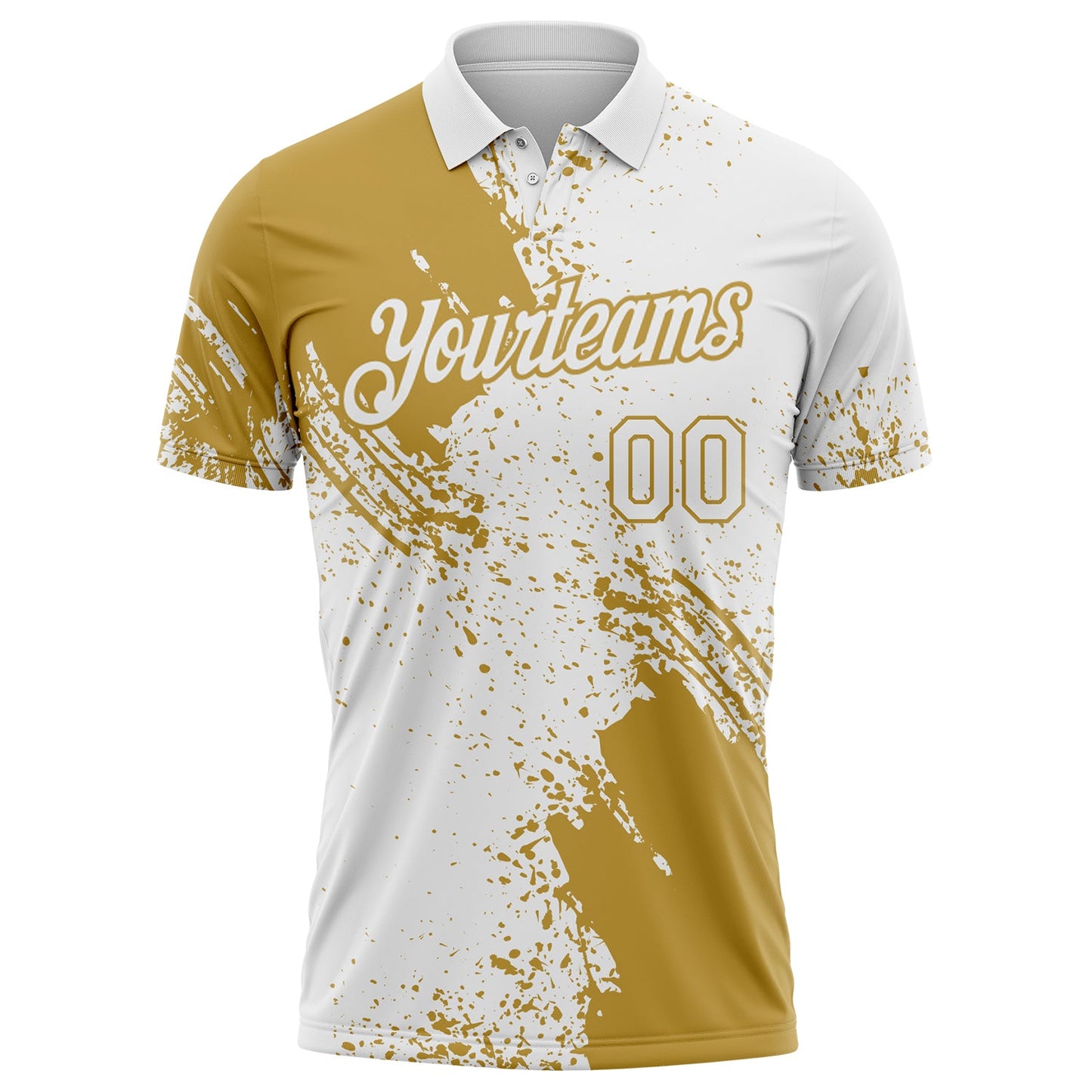 Custom White-Old Gold Distressed Scratch Brush Stroke Performance Polo Shirt view 2
