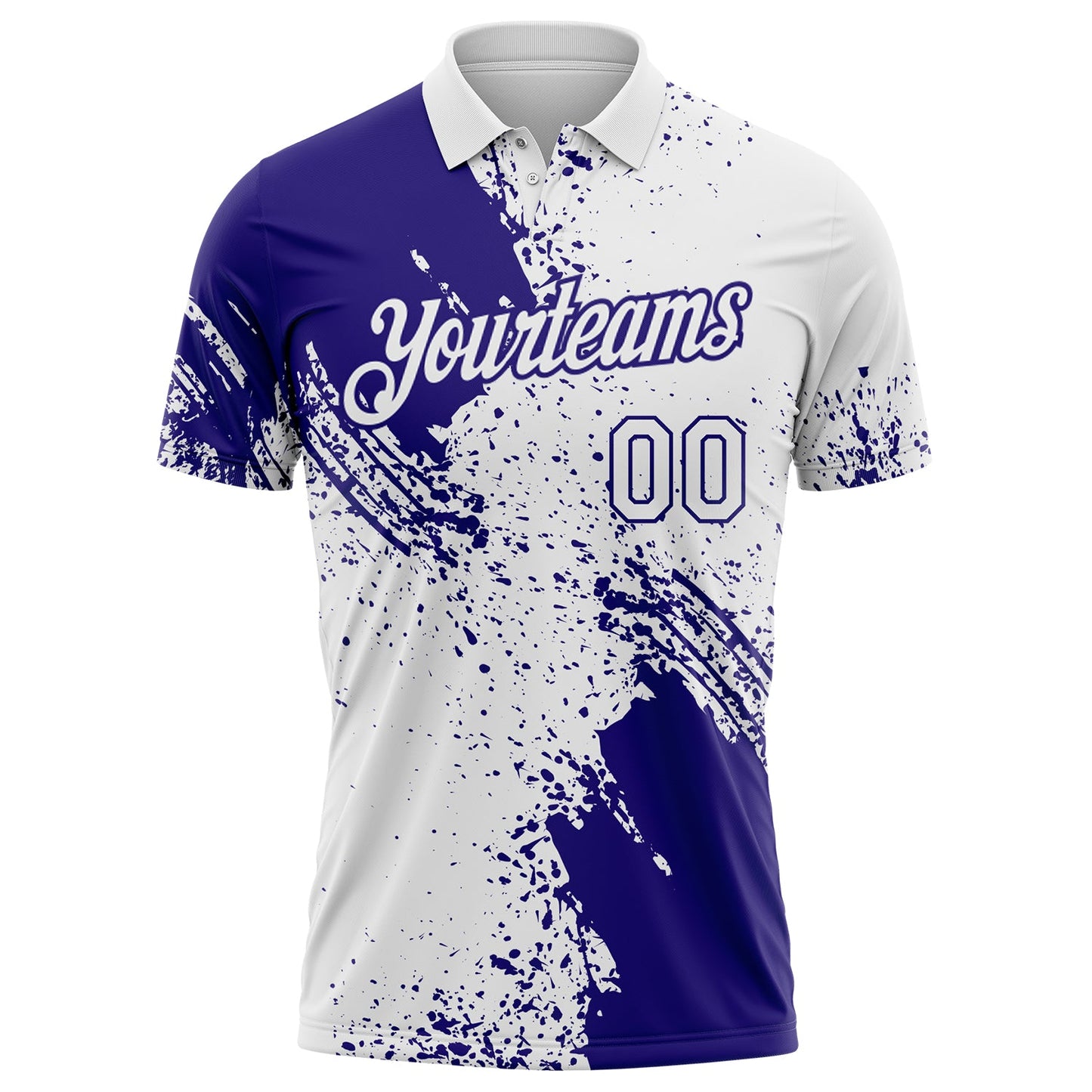 Custom White-Dark Purple Distressed Scratch Brush Stroke Performance Polo Shirt view 2