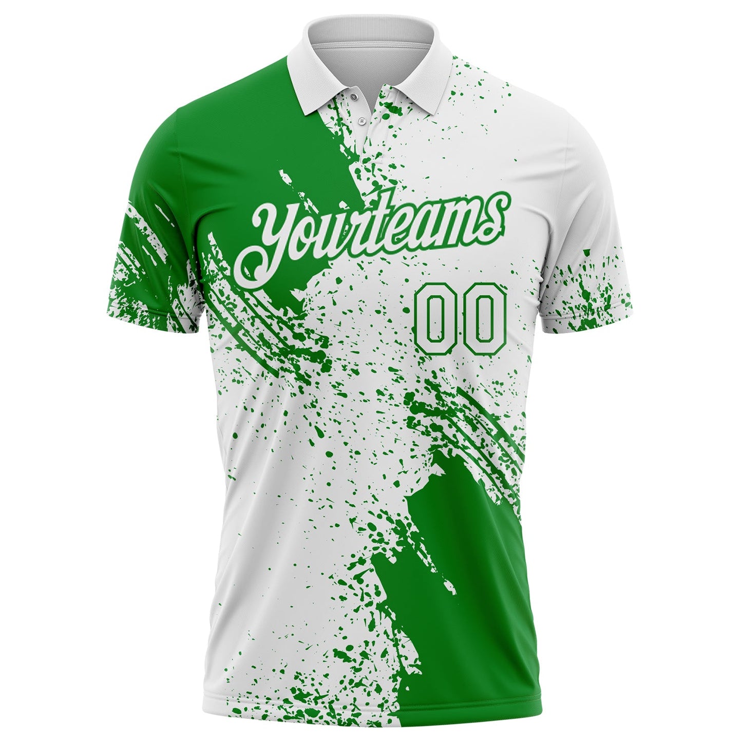 Custom White-Grass Green Distressed Scratch Brush Stroke Performance Polo Shirt view 2