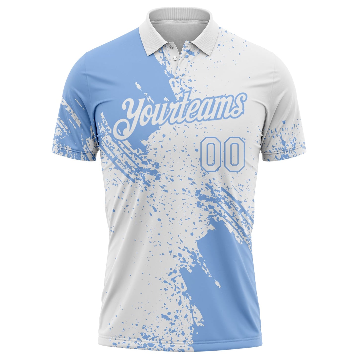 Custom White-Light Blue Distressed Scratch Brush Stroke Performance Polo Shirt view 2