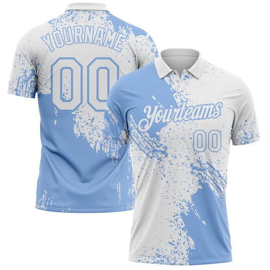Custom White-Light Blue Distressed Scratch Brush Stroke Performance Polo Shirt - Main View