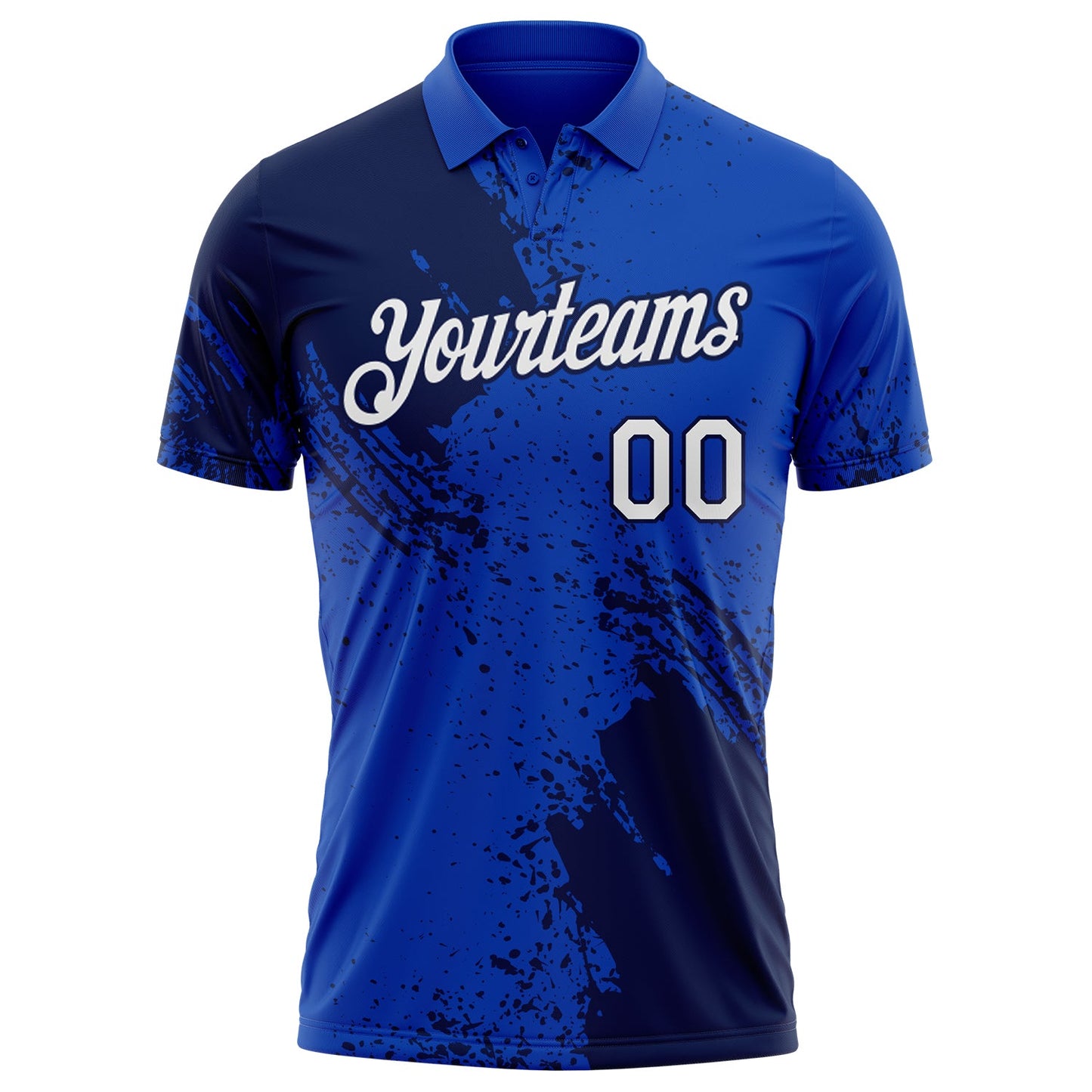Custom Thunder Blue White-Navy Distressed Scratch Brush Stroke Performance Polo Shirt view 2