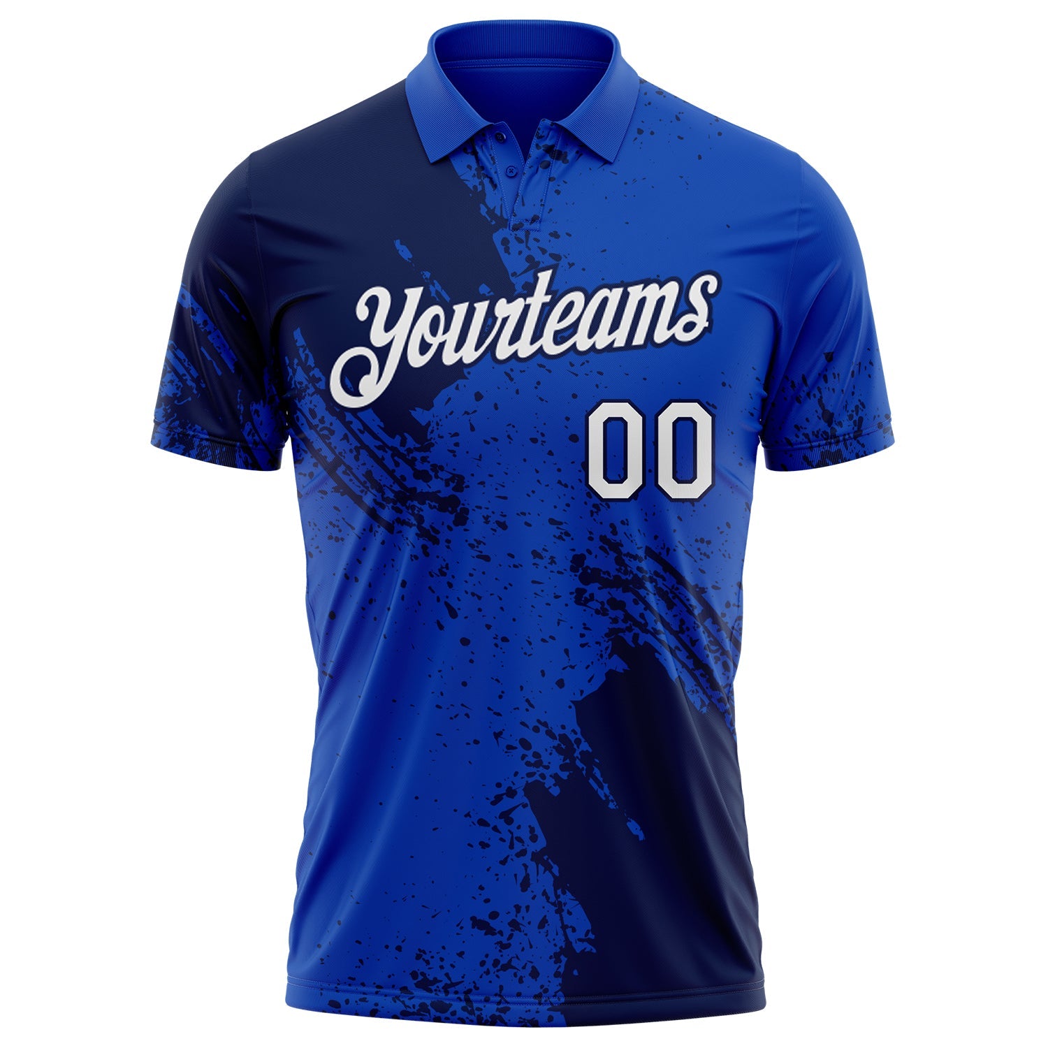 Custom Thunder Blue White-Navy Distressed Scratch Brush Stroke Performance Polo Shirt view 2