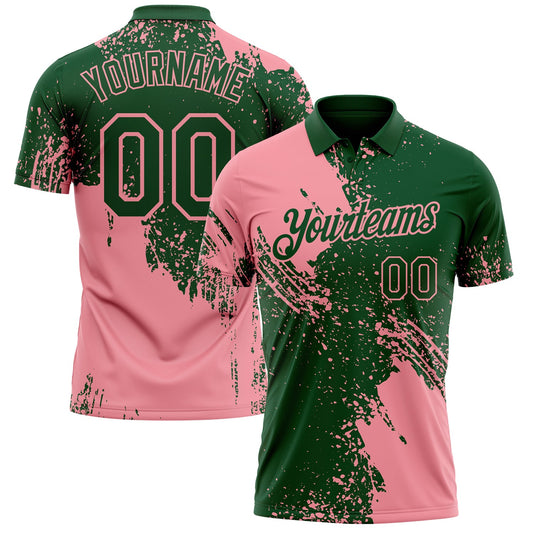 Custom Green-Medium Pink Distressed Scratch Brush Stroke Performance Polo Shirt - Main View