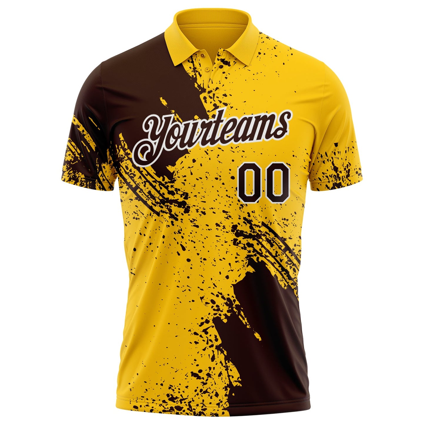 Custom Yellow Brown-White Distressed Scratch Brush Stroke Performance Polo Shirt view 2
