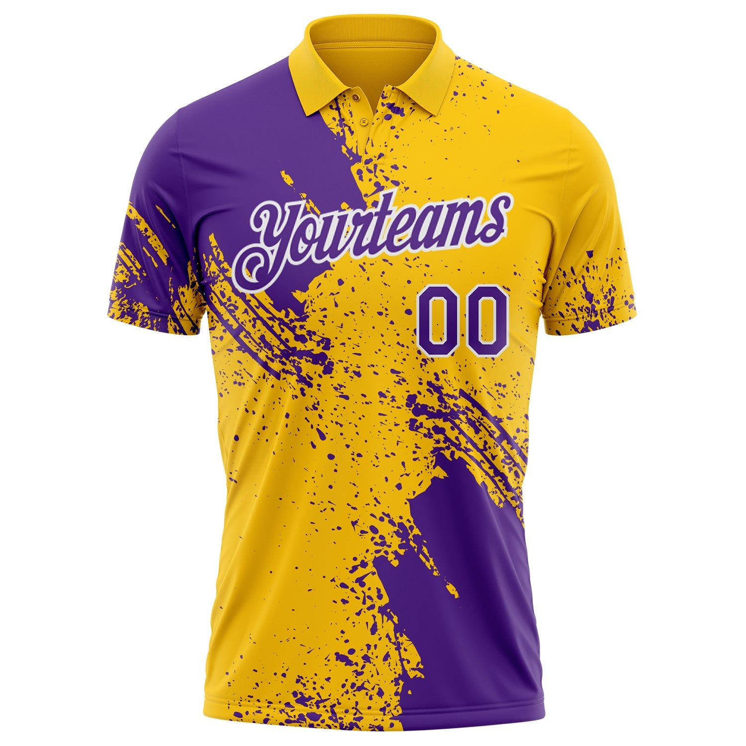 Custom Yellow Purple-White Distressed Scratch Brush Stroke Performance Polo Shirt view 2